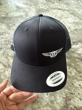 Black Bentley Wing Logo Snapback Trucker Hat